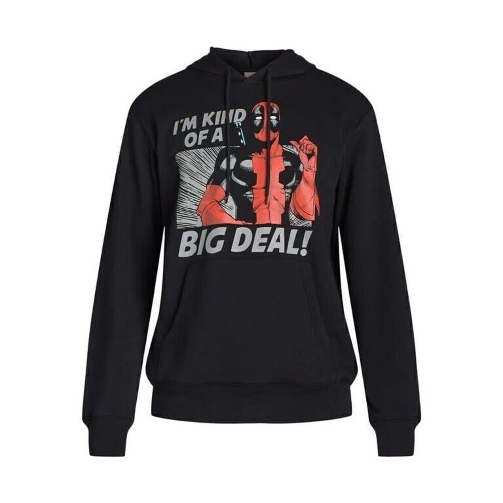 Deadpool Pullover Hoodie Men's XXL Graphic Print Black Long Sleeve